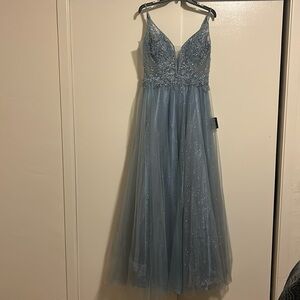 Baby blue/silver Cinderella gown